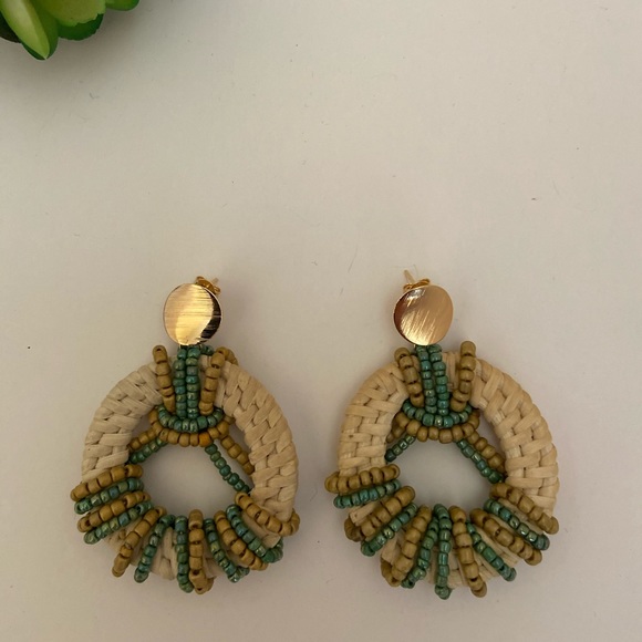 New💥Handmade Paja toquilla /goldfilled earrings - Picture 2 of 2